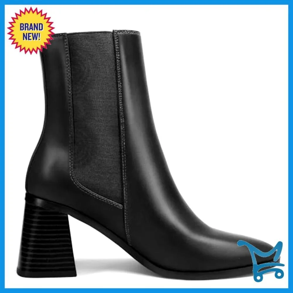 Women's Chelsea Ankle Boots Chunky Heel Pointed Toe Tall Shaft Fall Winter